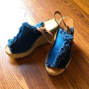 Denim wedge heel sandal. Size 7.5. Worn once.